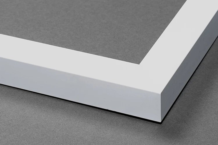 Satin white picture frame corner