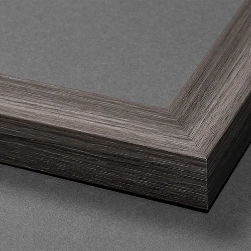 Grey wood-grain picture frame corner