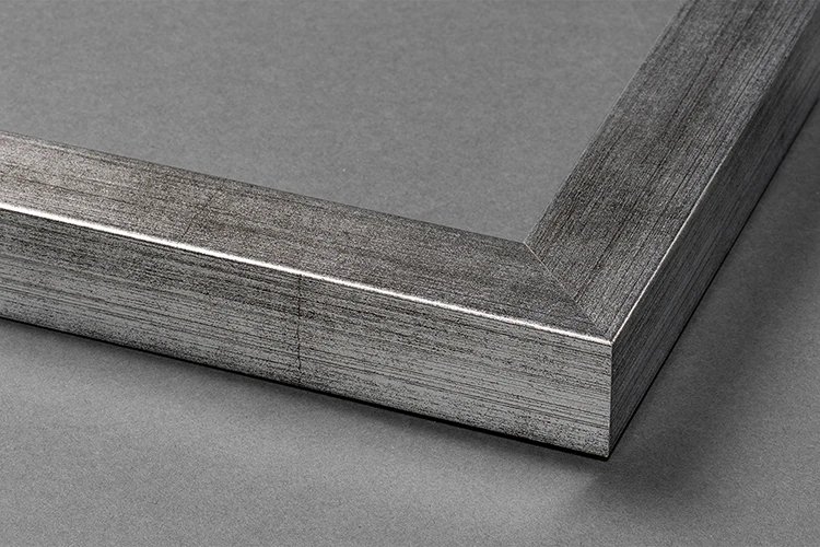 Brushed silver picture frame corner