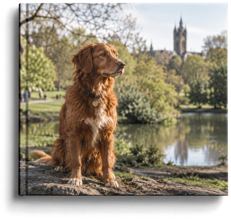 Photo memory book with a photographic cover of a dog